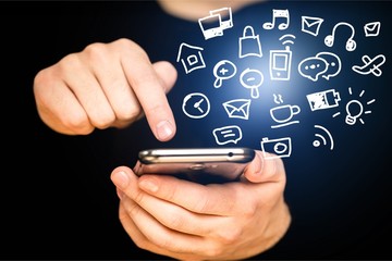Man using smart phone,close up