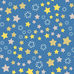 Fototapeta na wymiar Night sky and stars. Seamless vector EPS 10 Flat geometric pattern texture. Multicolor abstract background for print and textile