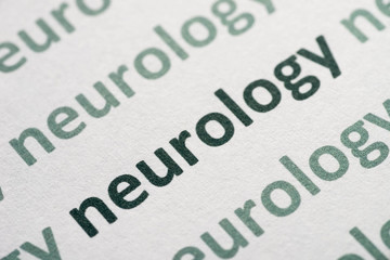 word neurology printed on paper macro