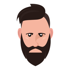 hipster face man on white background