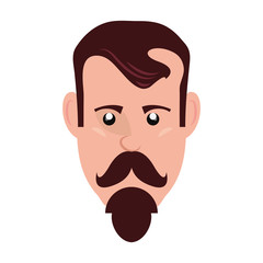 hipster face man on white background