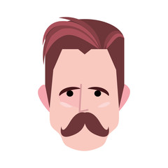 hipster face man on white background