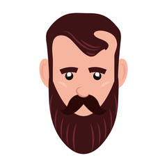 hipster face man on white background
