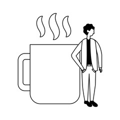 businessman standing near coffee cup