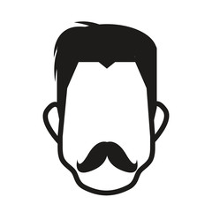 hipster face man contour on white background