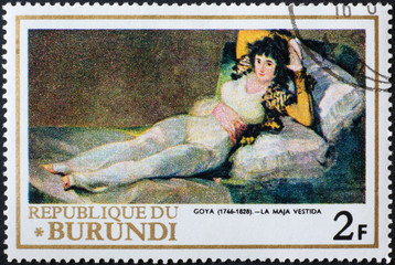 La Maya vestida by Goya on postage stamp
