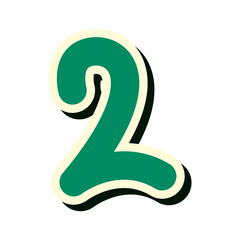 green number two on white background