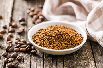 The instant coffee and coffee beans.
