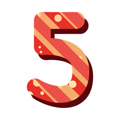 retro number five font on white background