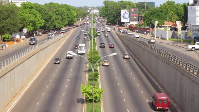 Highway traffic Streets of Accra GhanaMarch 2015