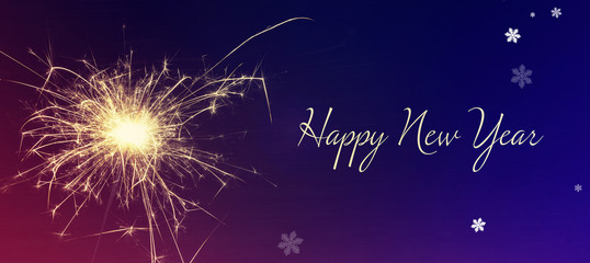 Happy New Year greeting and sparkler