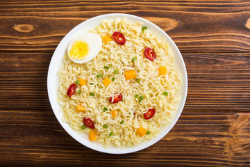 Instant noodles in bowl