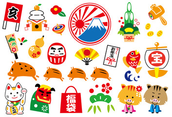 2019　亥年　イラスト素材