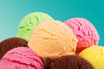 Chocolate, vanilla and strawberry ice cream in