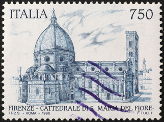 Florence Cathedral on italian postage stamp