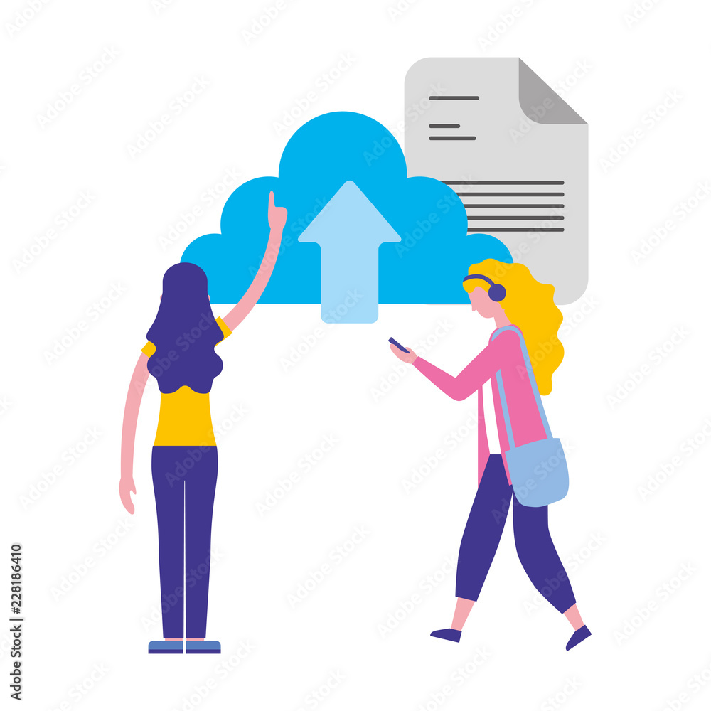 Poster women cloud computing data upload document