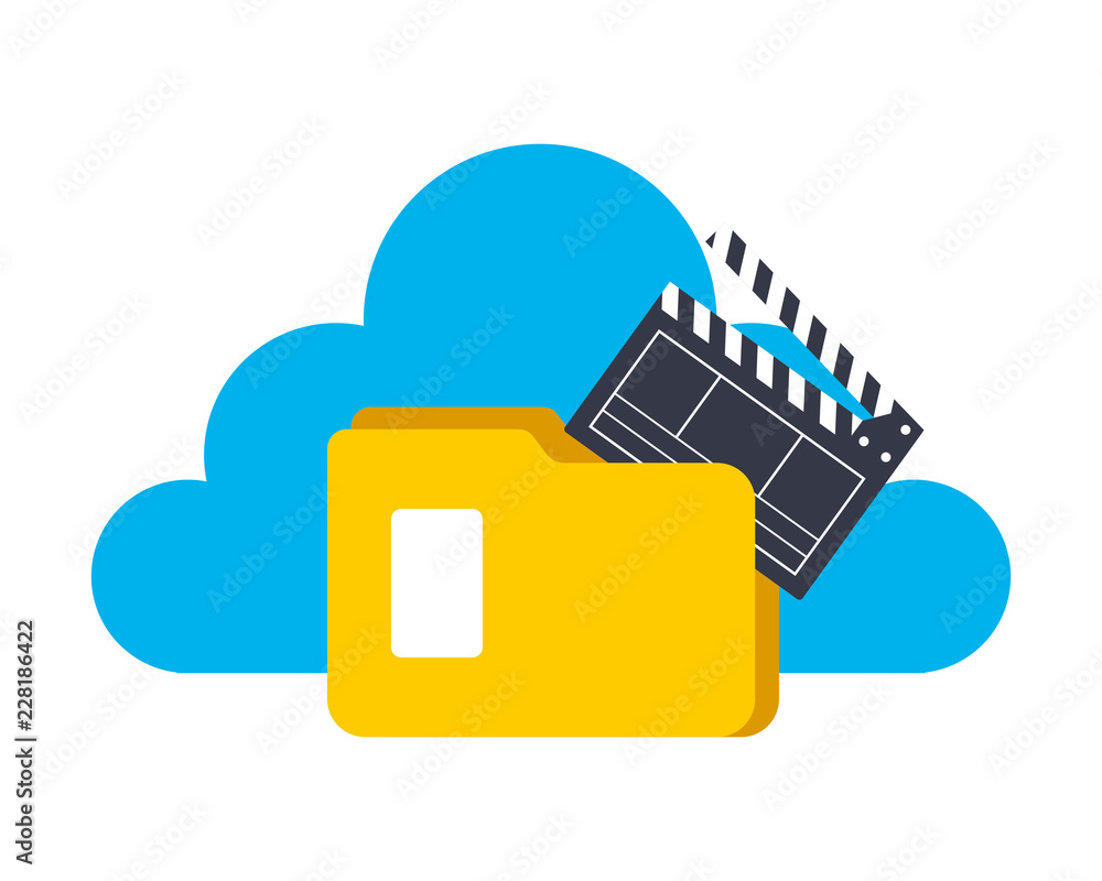 Poster cloud computing folder file clapboard movie