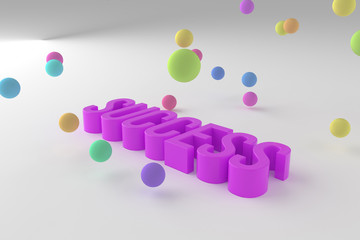 Success, business conceptual colorful 3D rendered words. Abstract, communication, digital & cgi.