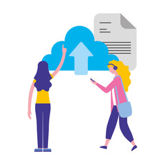 women cloud computing data upload document