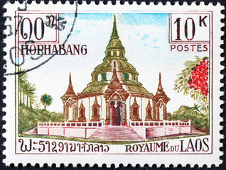 Old temple in postage stamp of Laos.JPG