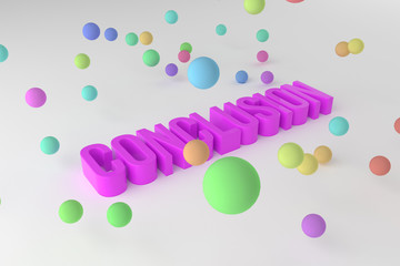 Conclusion, business conceptual colorful 3D rendered words. Typography, artwork, web & wallpaper.
