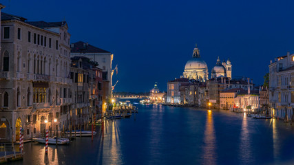 Fototapeta na wymiar Grand Canal and Santa Maria della Salute in Venice, Italy at night