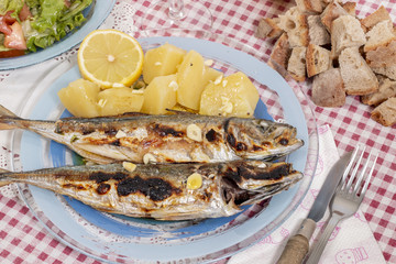 Grilled atlantic horse mackerel meal