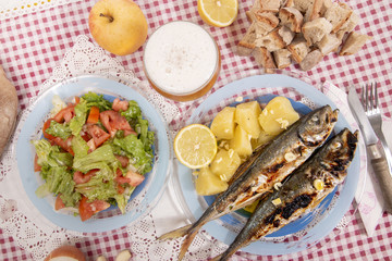 Grilled atlantic horse mackerel meal