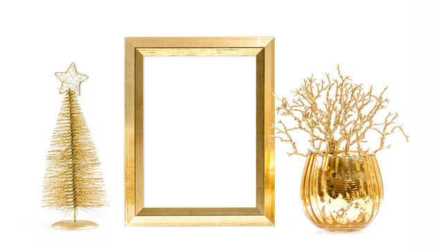 Golden picture frame Christmas decoration