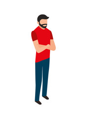beard man standing with folded arms