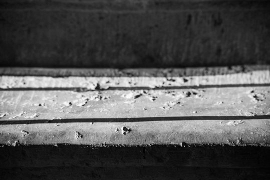 Contrast Monochrome Photograph Of A Stair Tread With Hard Light