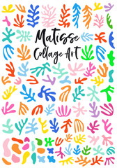 Matisse style collage art, vector graphic design elements