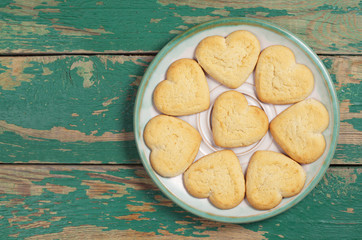 Tasty cookies in the shape of a heart
