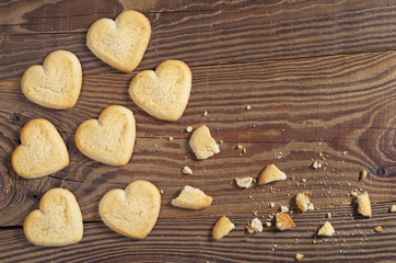 Cookies in the shape of a heart on table