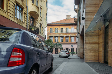  A car in old town in Europe 
