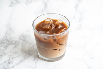 iced coffee on marble background