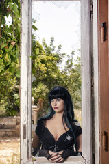 Fototapeta premium Gothic girl in abandoned palace