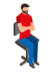 beard man sitting on chair