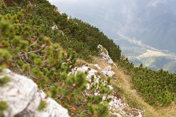 Mountain peaks and trails in summer time. Romania