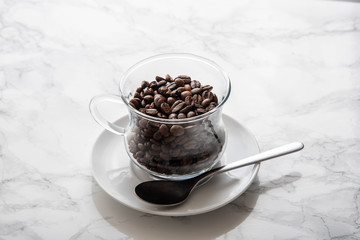 coffee bean in glass cup