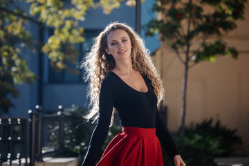 Beautiful woman in red 