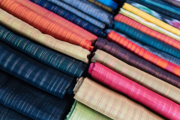 pile of colorful silk fabric