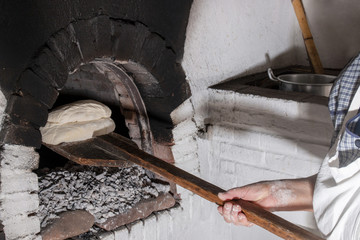 Obraz premium traditional rustic bread ready to cook