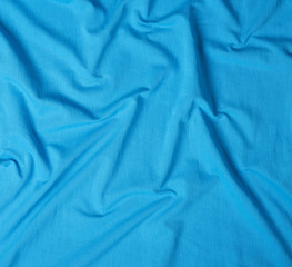 crumpled cotton fabric of blue color