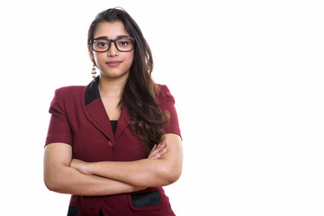 Young beautiful Indian businesswoman with arms crossed