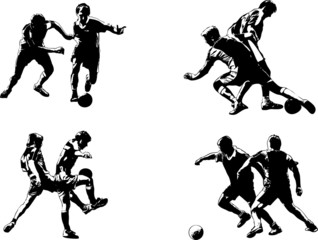 hi detailed soccer players vector