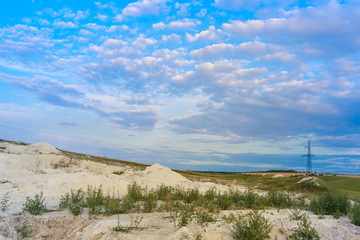 view into chalk rock quarry mine.