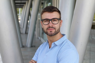 Confident businessman in modern office space