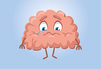 Cute pink brain on blue background