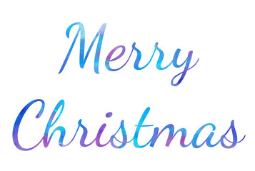 Vector watercolor Bright Merry Christmas brush lettering text on white background